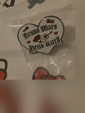 Hello Kitty x Bruno Mars Heart Pin - White, Red, Black